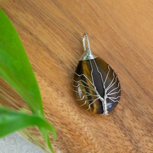 Gemstone Pendant Tree of Life Tiger's Eye (4 cm)