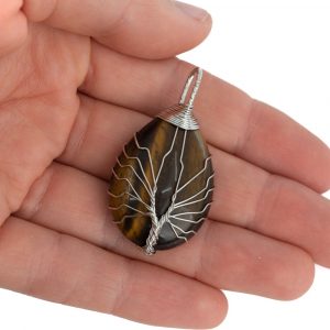 Gemstone Pendant Tree of Life Tiger's Eye (4 cm)