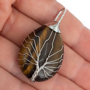 Gemstone Pendant Tree of Life Tiger's Eye (4 cm)