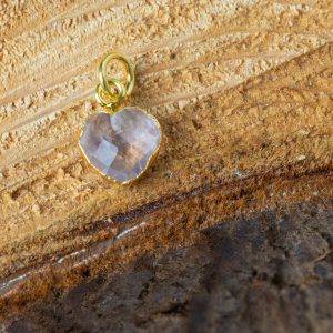 Gemstone Pendant Rose Quartz Heart - Gold-Plated - 10 mm
