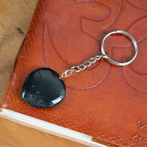 Gemstone Keychain Black Tourmaline Heart (25 mm)
