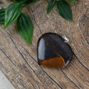 Gemstone Heart Pendant Tiger Eye (40 mm)