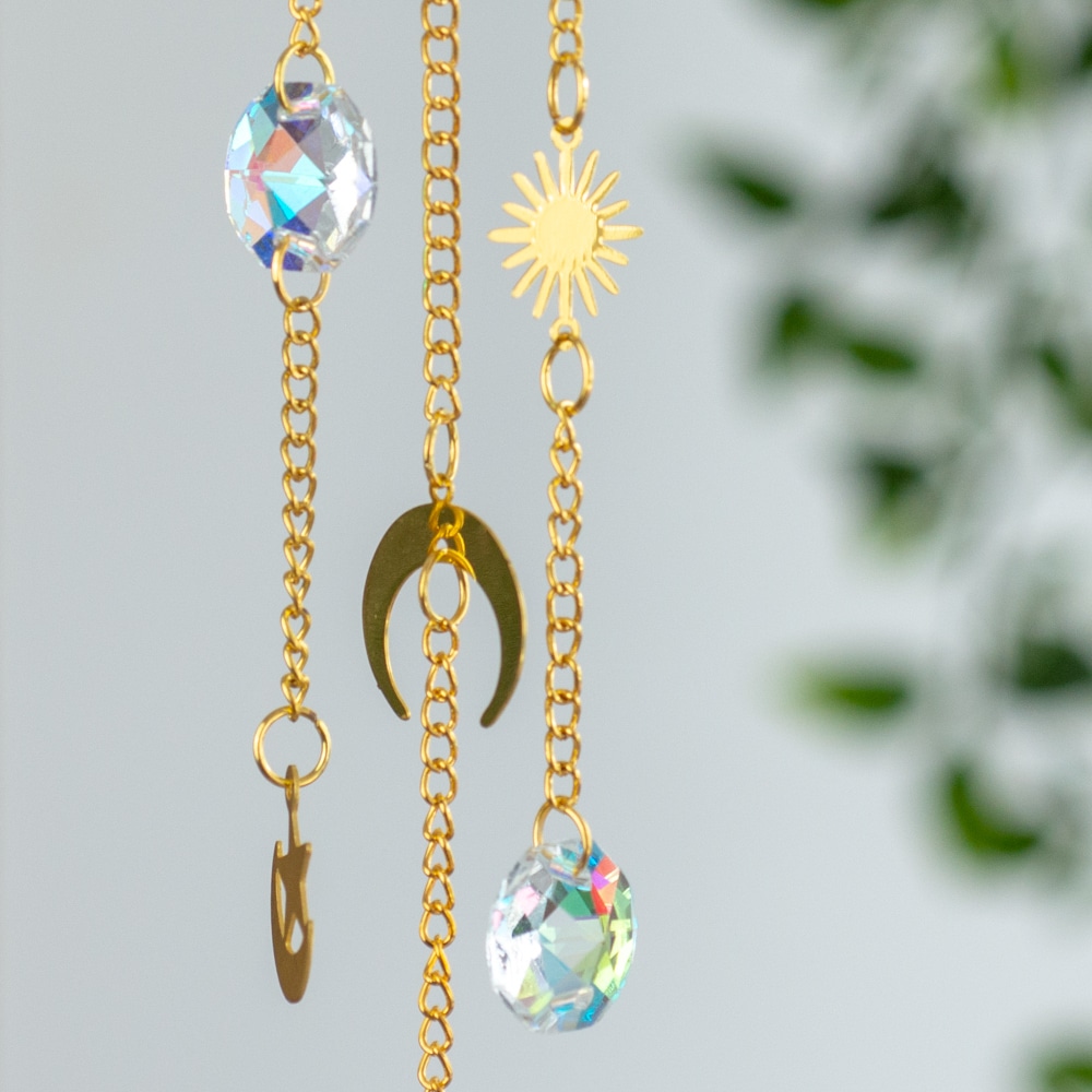 rainbow crystal window hanger sun and moon feng shui