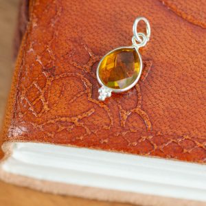 Birthstone Pendant November Citrine 925 Silver - 10 mm