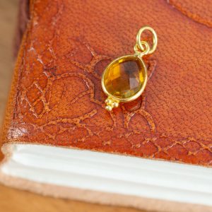 Birthstone Pendant November Citrine Gold Plated 925 Silver - 10 mm
