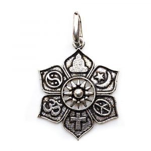 Pendant Lotus with Religious Symbols (28 mm)