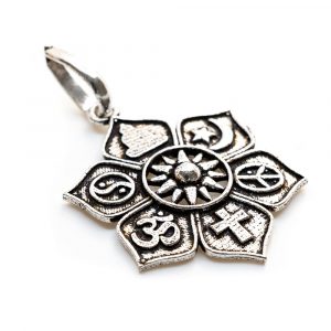 Pendant Lotus with Religious Symbols (28 mm)