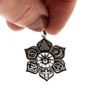 Pendant Lotus with Religious Symbols (28 mm)