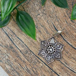 Pendant Lotus with Religious Symbols (28 mm)