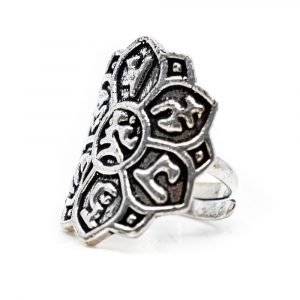 Adjustable Ring Lotus Brass Silver-tone (25 mm)