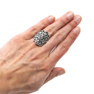 Adjustable Ring Lotus Brass Silver-tone (25 mm)