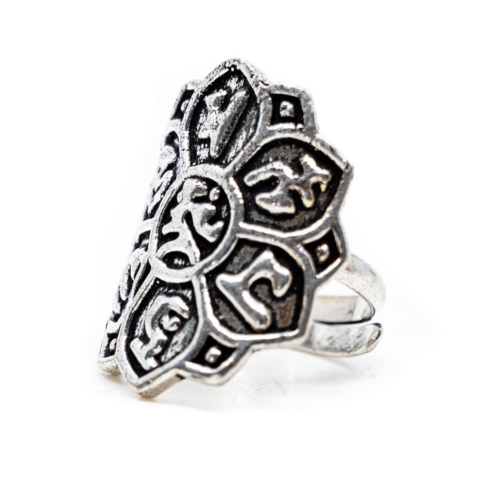 Adjustable Ring Lotus Brass Silver-tone (25 mm)