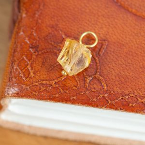 Raw Gemstone Pendant Citrine 925 Silver and Gold Plated (8 - 12 mm)