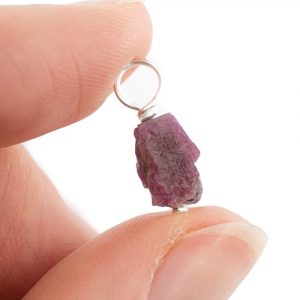 Raw Gemstone Pendant Ruby 925 Silver (8 - 12 mm)