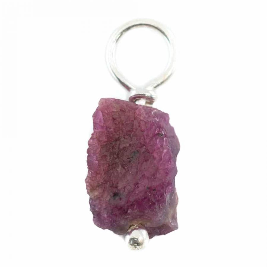 Raw Gemstone Pendant Ruby 925 Silver (8 - 12 mm)