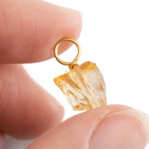 Raw Gemstone Pendant Citrine 925 Silver and Gold Plated (8 - 12 mm)