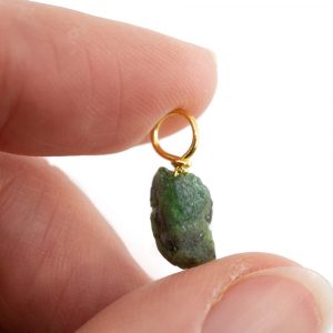 Raw Gemstone Pendant Tsavorite 925 Silver Gold Plated (8 - 12 mm)