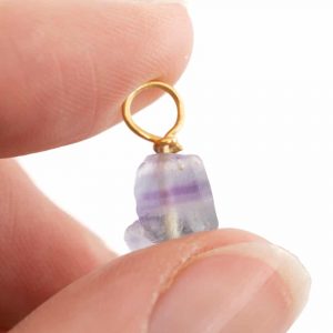 Raw Gemstone Pendant Fluorite 925 Silver and Gold Plated (8 - 12 mm)