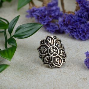 Adjustable Ring Lotus Brass Silver-tone (25 mm)