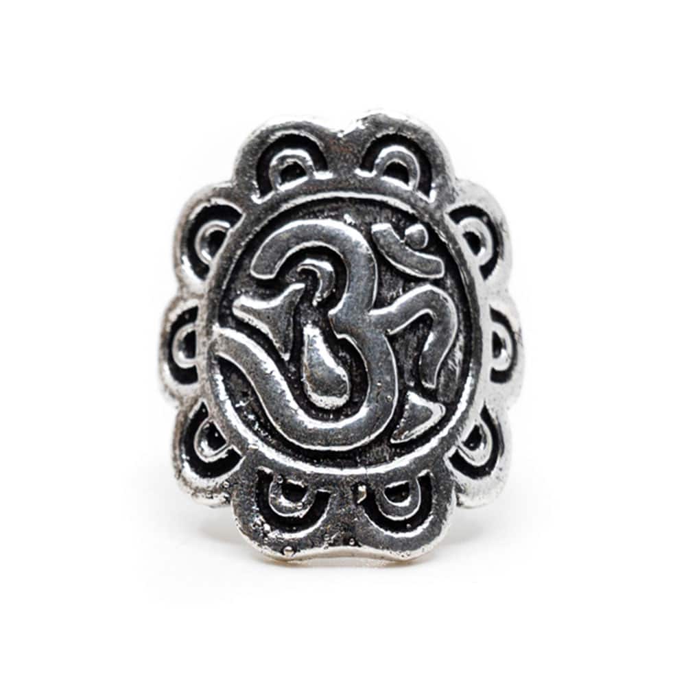 Adjustable Ring OHM Brass Silver-tone (30 mm)