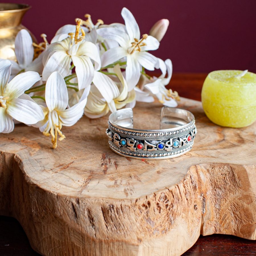 Om Mani Padme Hum tibetan silver bracelet