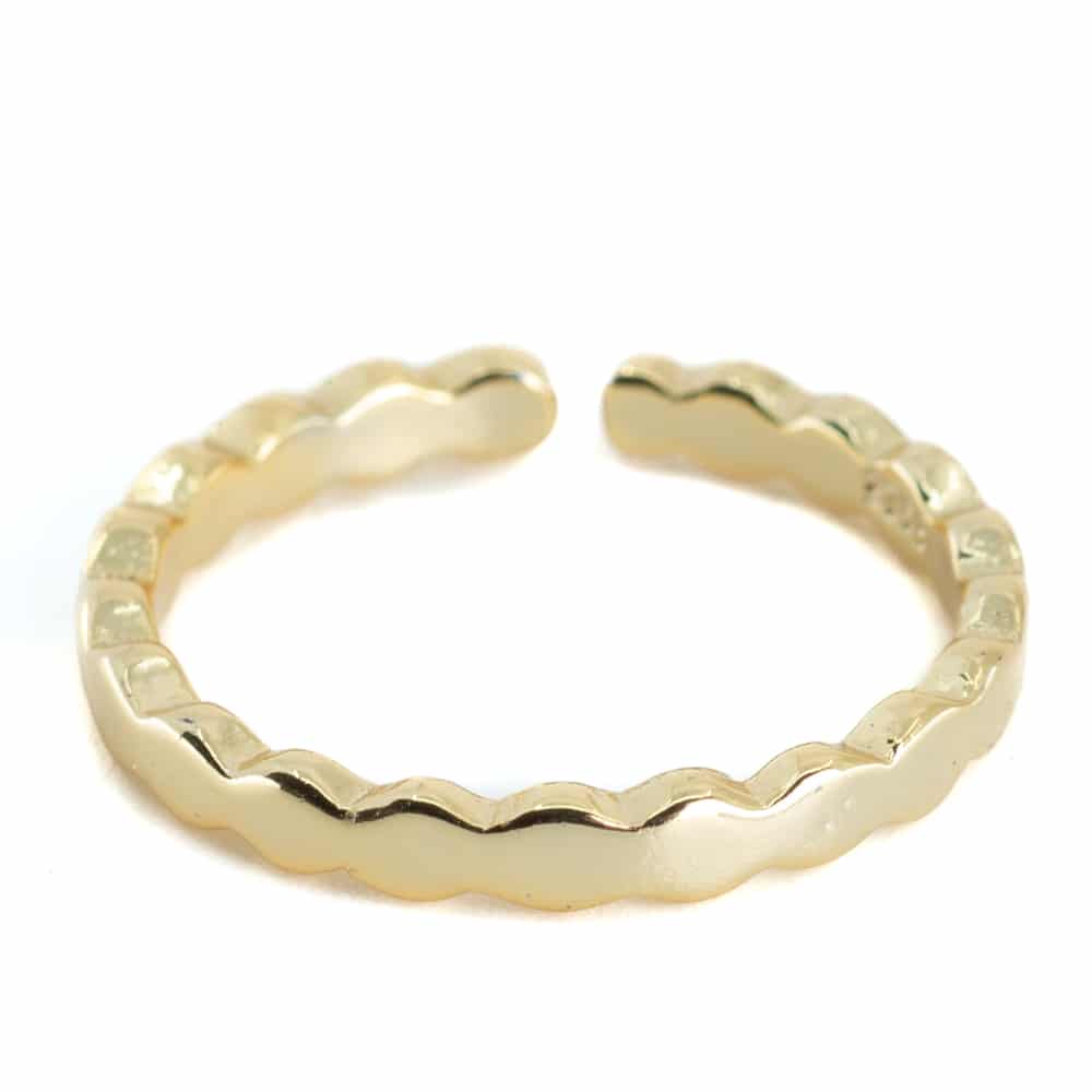 Adjustable Ring Rippled Copper Gold Colored
