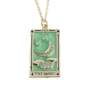 Amulet Tarot 'The Moon' - Stainless Steel Gold and Green