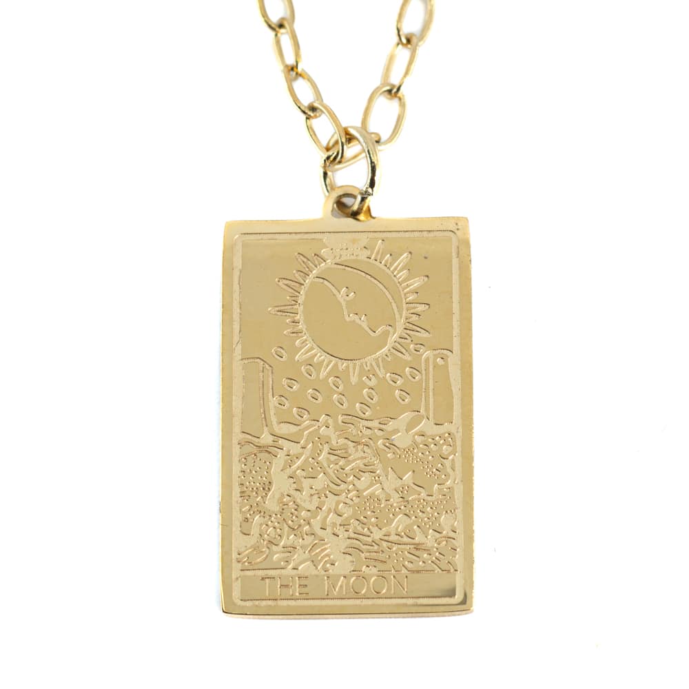 Amulet Tarot 'The Moon' - Stainless Steel Gold Colored
