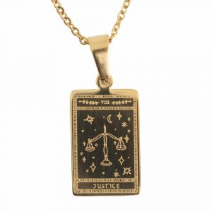 Tarot Amulet 'Justice' Stainless Steel Gold Colored- 18 mm