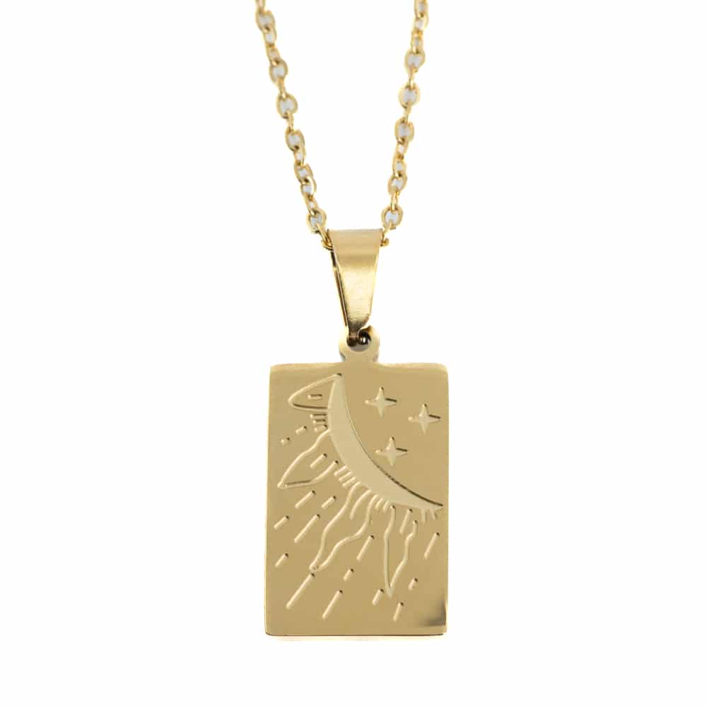 Stainless Steel Pendant Sun and Rays Gold Colored (20 mm)