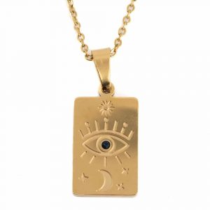 Stainless Steel Pendant All-Seeing Eye Gold Colored (20 mm)