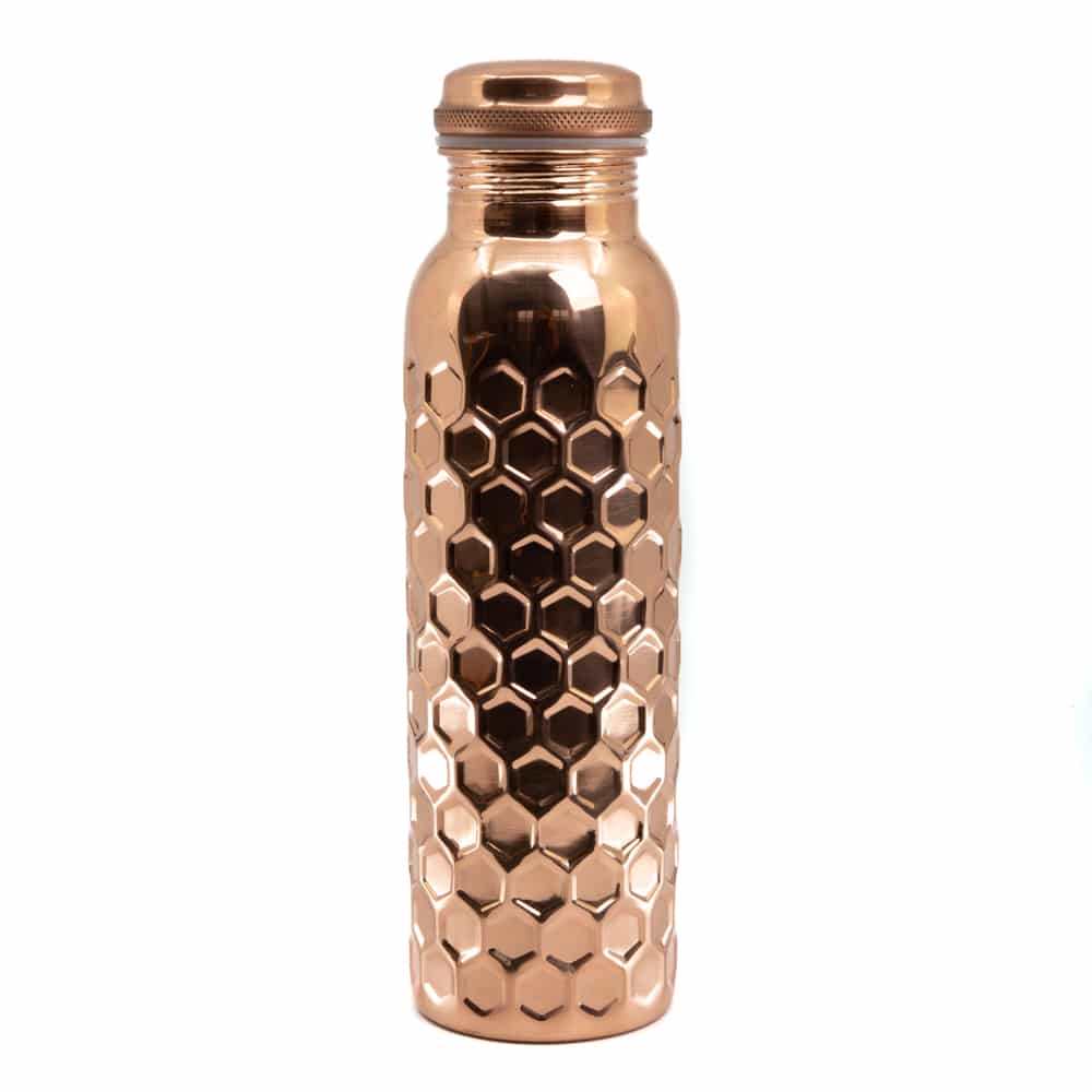 Spiru Copper Water Bottle Honey Comb - 900 ml