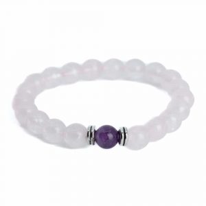 Gemstone Bracelet Rose Quartz with Amethyst - 8 mm