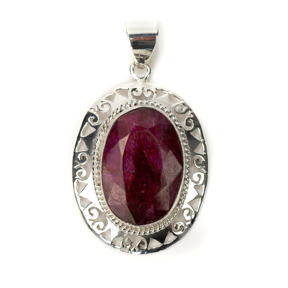Gemstone Pendant Ruby Quartz 925 Silver "Musni"