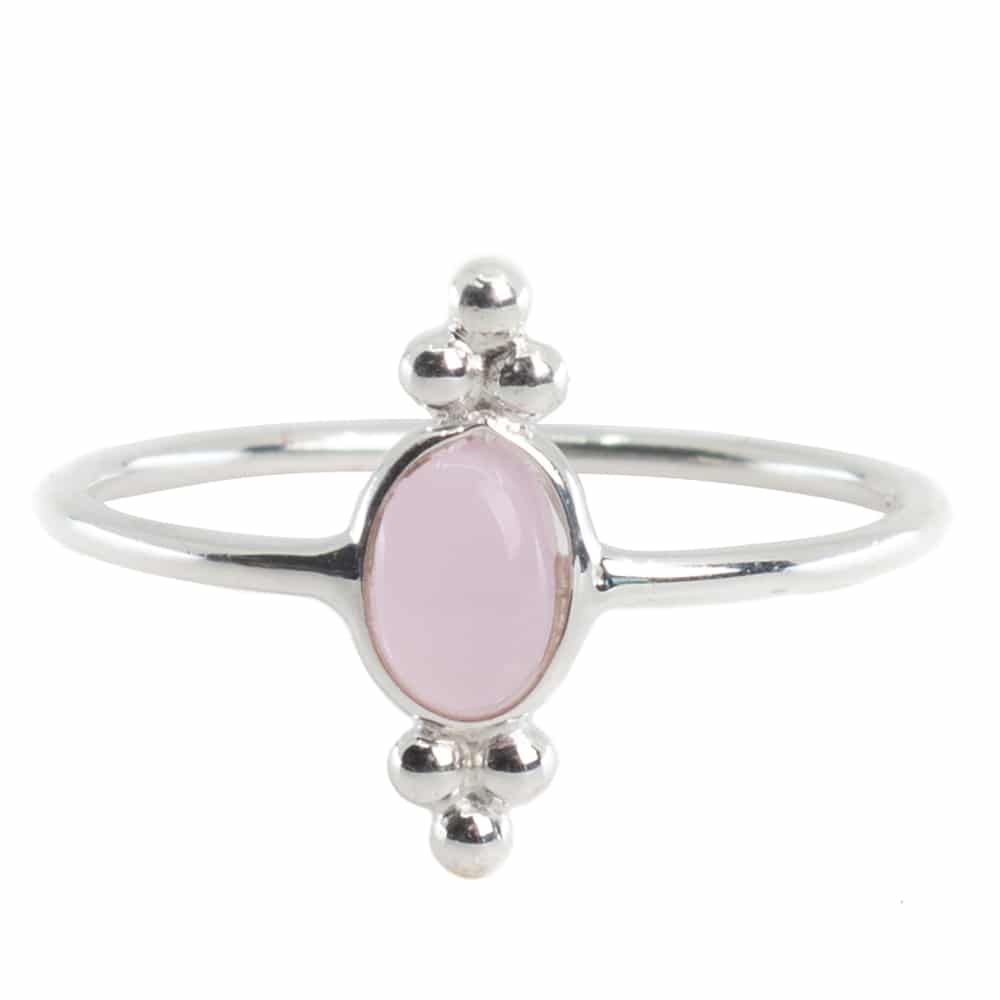 Gemstone Ring Rose Quartz - 925 Silver - Fancy (Size 17)