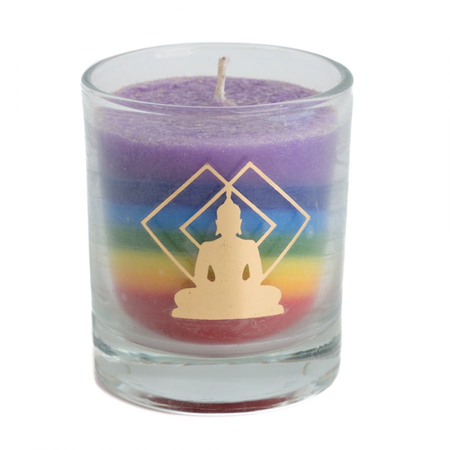 Fair Trade 7 Chakras Buddha Stearin Candle in Glass