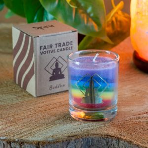 Fair Trade 7 Chakras Buddha Stearin Candle in Glass