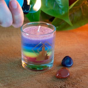 Fair Trade 7 Chakras Buddha Stearin Candle in Glass