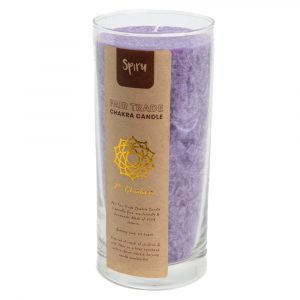 Fair Trade Crown Chakra (7th) Stearin Candle in Glass - Purple (60 Hour Burning Time)