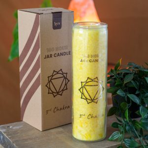 Fair Trade Solar Plexus Chakra (3rd) Stearin Candle in Glass - Yellow (100 Hour Burning Time)