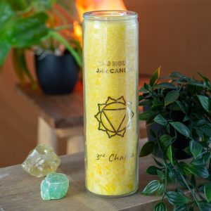 Fair Trade Solar Plexus Chakra (3rd) Stearin Candle in Glass - Yellow (100 Hour Burning Time)
