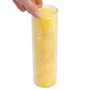 Fair Trade Solar Plexus Chakra (3rd) Stearin Candle in Glass - Yellow (100 Hour Burning Time)