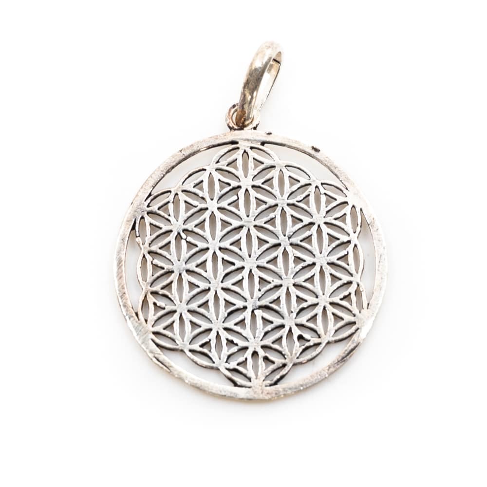 Flower of Life Pendant Brass Silver-tone (3 cm)