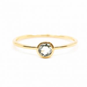 Birthstone Ring Aquamarine March - 925 Silver & Gold-plated  (Size 17)