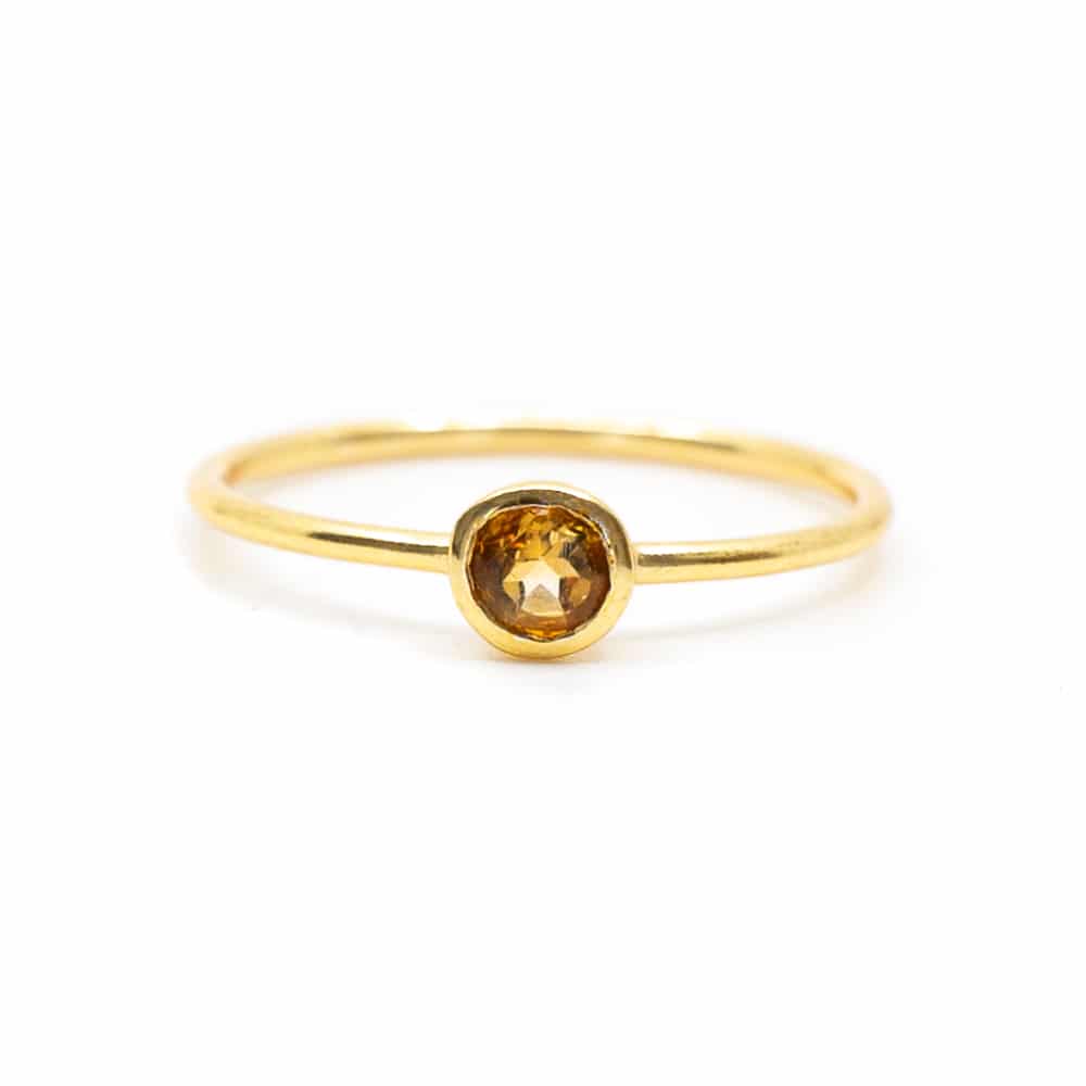 Birthstone Ring Citrine November - 925 Silver & Gold-plated  (Size 17)