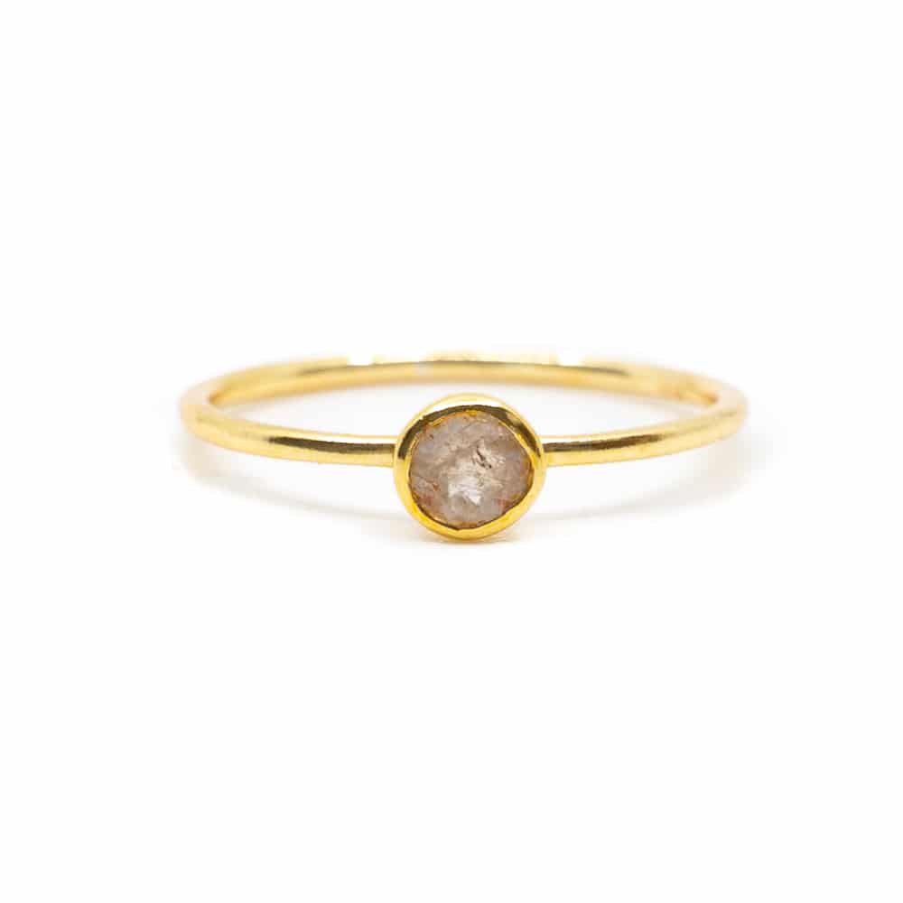 Birthstone Ring Moonstone June - 925 Silver & Gold-plated  (Size 17)