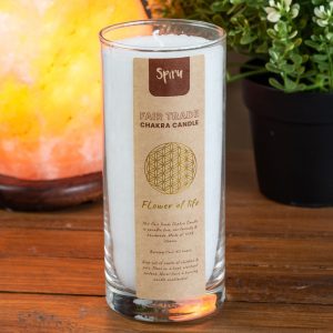 Fair Trade Flower of Life Stearin Candle - White (60 Hour Burning Time)