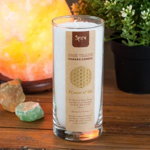 Fair Trade Flower of Life Stearin Candle - White (60 Hour Burning Time)