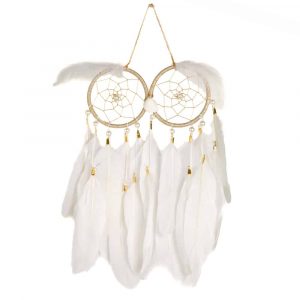 Handmade Dreamcatcher- Pearls & Feathers - Owl - Wisdom (35 cm)