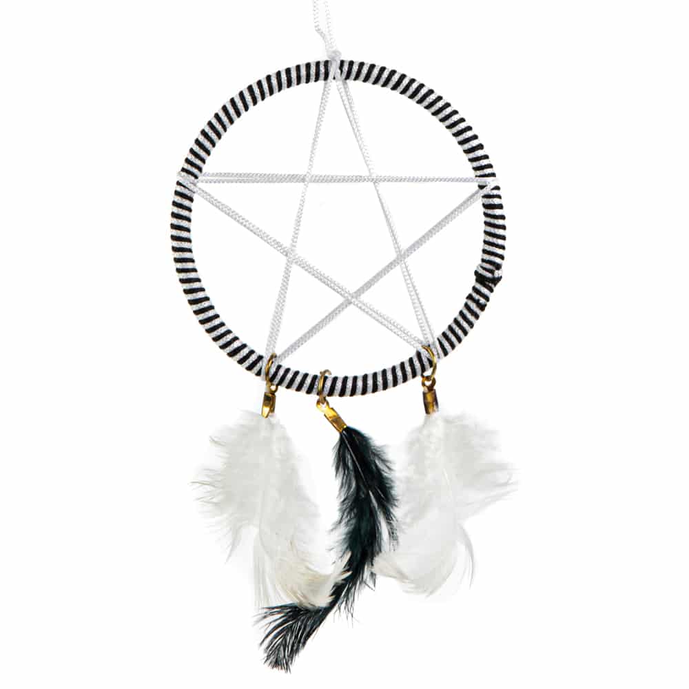 Handmade Dreamcatcher- Black & White - Pentagram